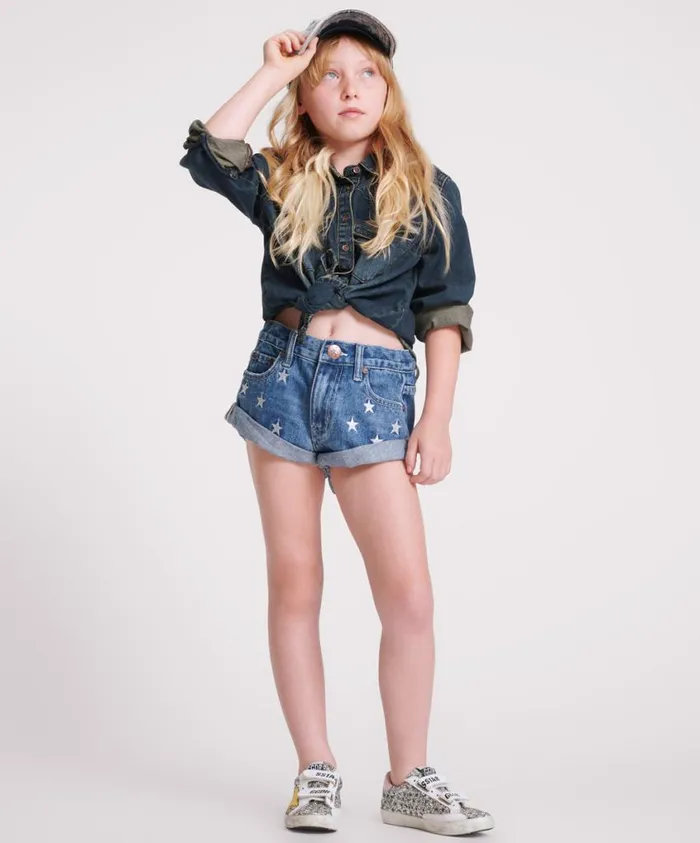 One Teaspoon Kids Clothing Women PACIFICA KIDS DENIM BANDIT SHORTS