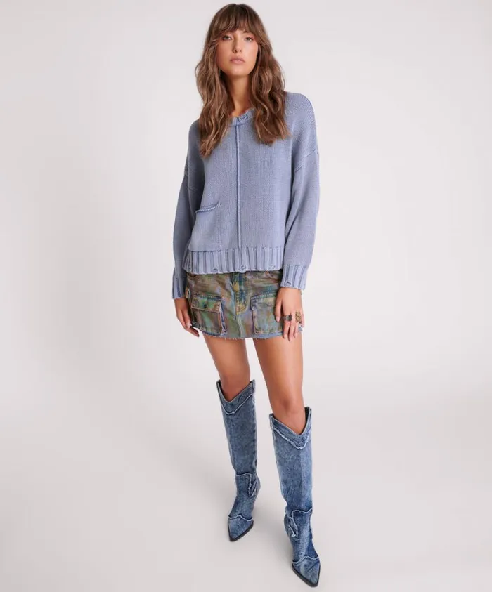 One Teaspoon Knitwear Women Acid Washed Oversized Pocket Sweater