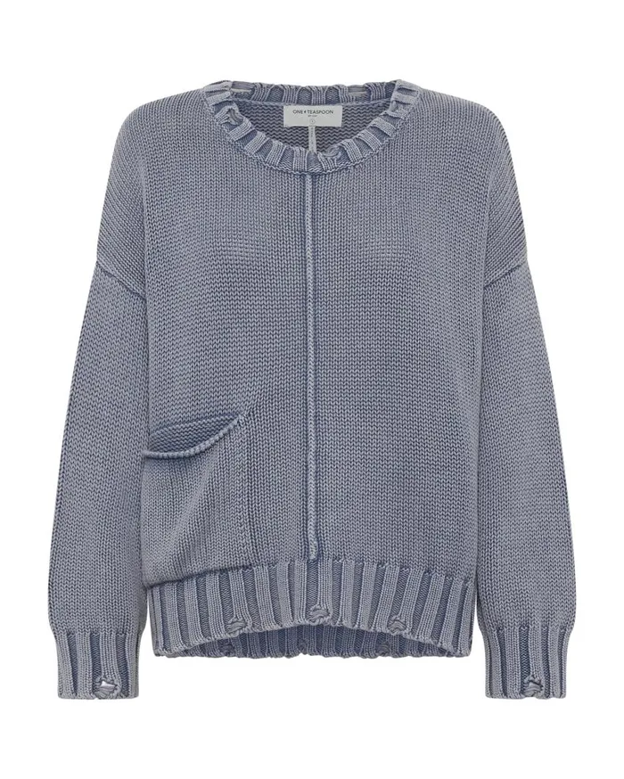 One Teaspoon Knitwear Women Acid Washed Oversized Pocket Sweater
