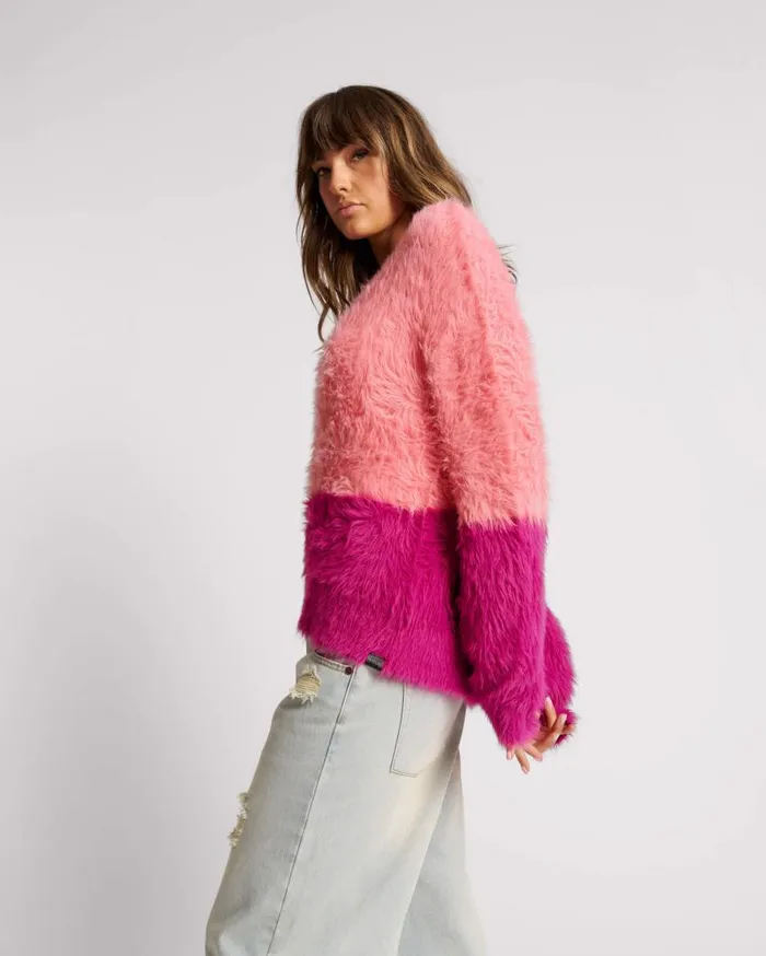One Teaspoon Knitwear Women Fluffy Colour Block Sweater