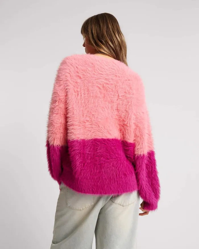 One Teaspoon Knitwear Women Fluffy Colour Block Sweater