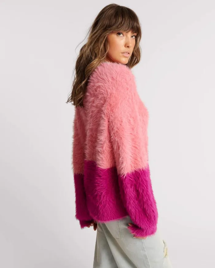 One Teaspoon Knitwear Women Fluffy Colour Block Sweater