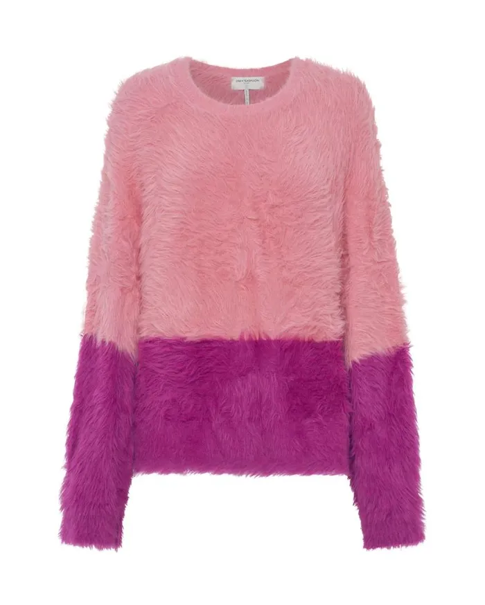 One Teaspoon Knitwear Women Fluffy Colour Block Sweater