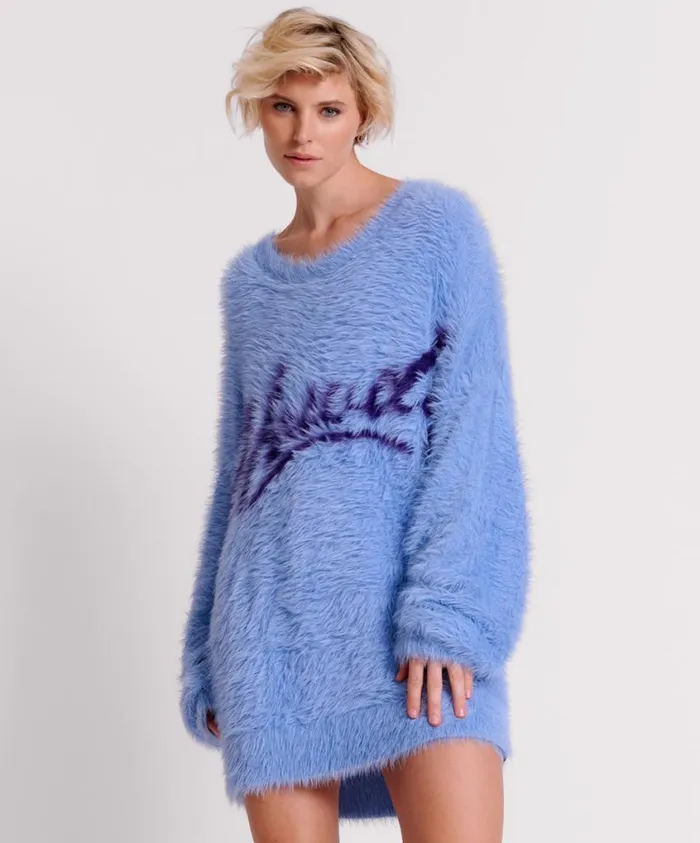 One Teaspoon Knitwear Women Fluffy Cornflower Howdy Knit Sweater Dress