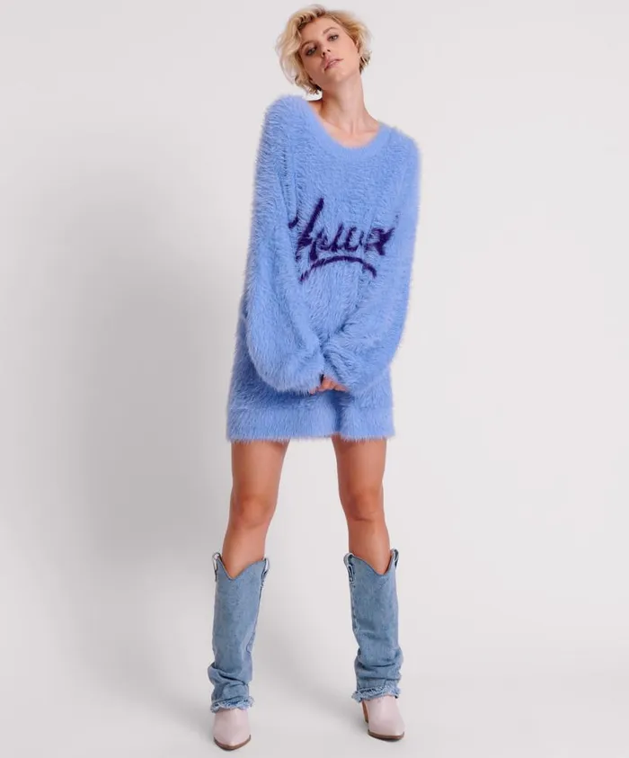One Teaspoon Knitwear Women Fluffy Cornflower Howdy Knit Sweater Dress