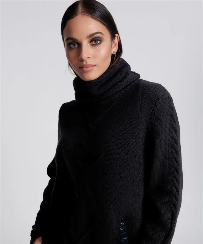 One Teaspoon Knitwear Women Laddered Roll Neck Sweater