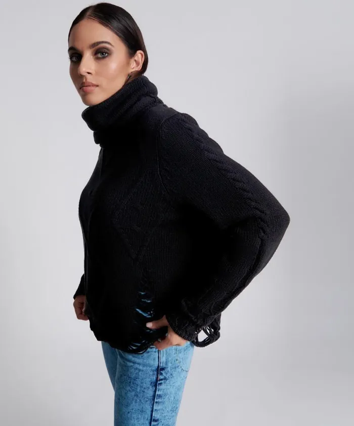 One Teaspoon Knitwear Women Laddered Roll Neck Sweater
