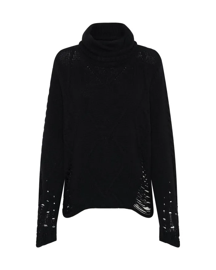 One Teaspoon Knitwear Women Laddered Roll Neck Sweater