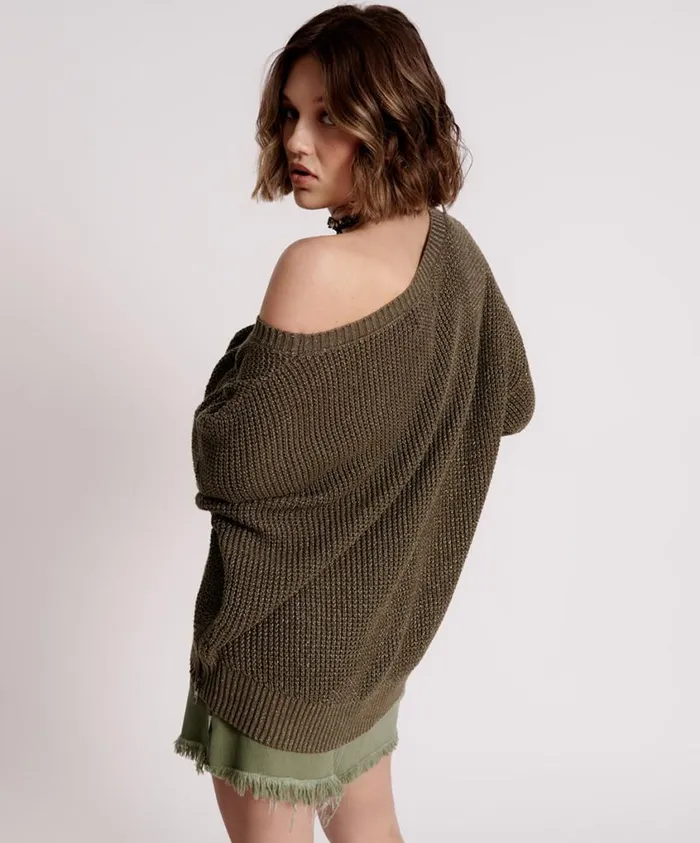 One Teaspoon Knitwear Women Le Freak Metallic Zipped Knit Sweater