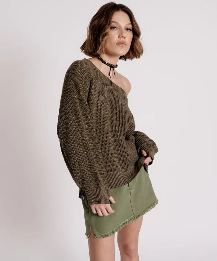 One Teaspoon Knitwear Women Le Freak Metallic Zipped Knit Sweater
