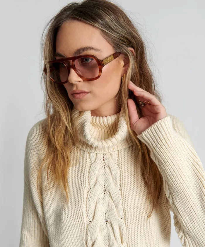 One Teaspoon Knitwear Women Poison Cable Knit Sweater Cream