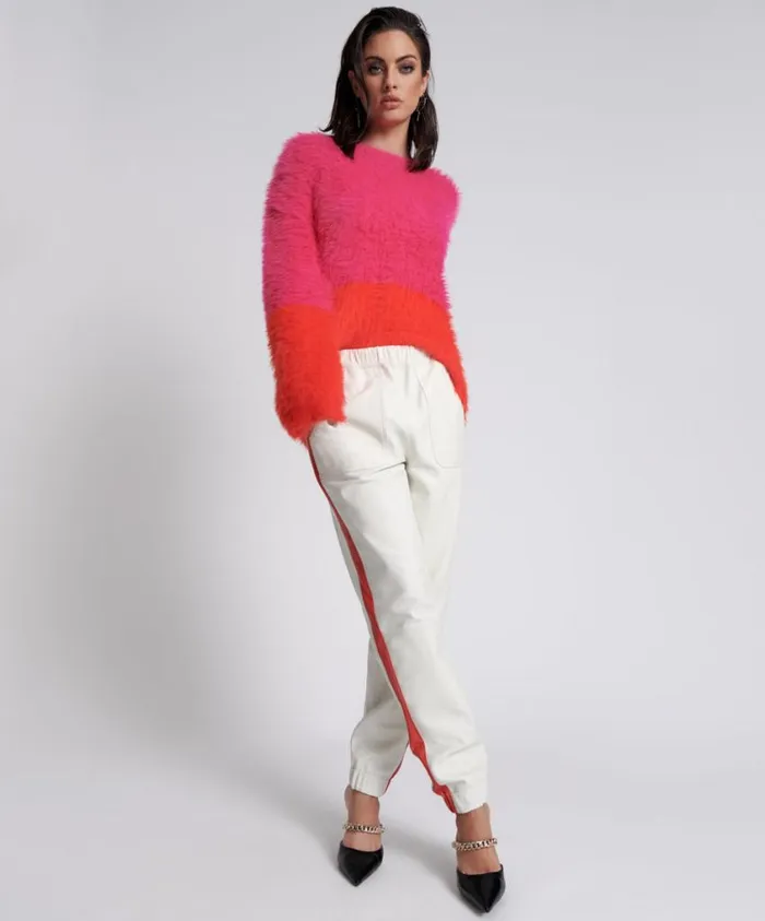 One Teaspoon Leather Women Red Line Leather Track Pants