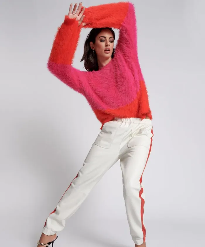 One Teaspoon Leather Women Red Line Leather Track Pants