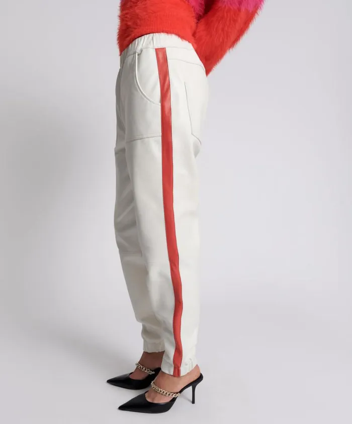 One Teaspoon Leather Women Red Line Leather Track Pants