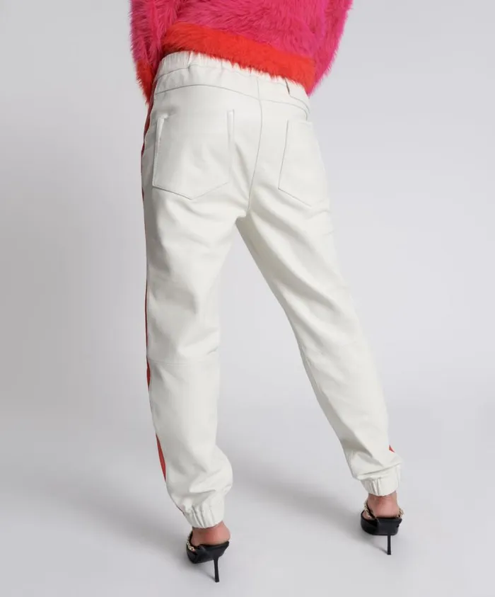 One Teaspoon Leather Women Red Line Leather Track Pants