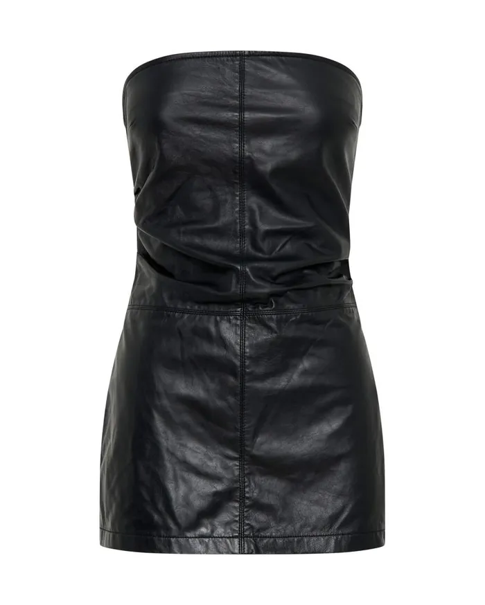 One Teaspoon Midi and Maxi Dresses Women Leather Strapless Tube Dress