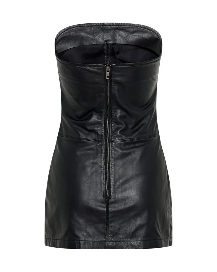 One Teaspoon Midi and Maxi Dresses Women Leather Strapless Tube Dress