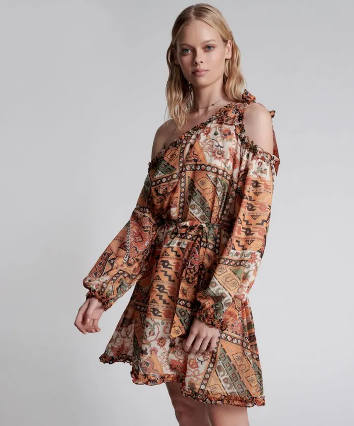 One Teaspoon Mini Dresses Women Bazaar Paisley One Shoulder Dress