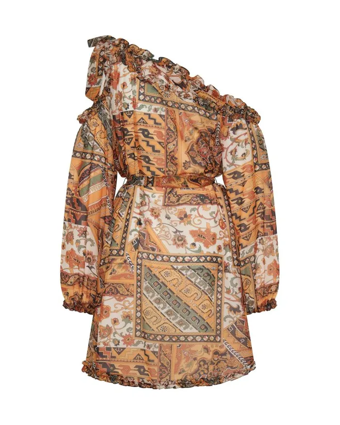 One Teaspoon Mini Dresses Women Bazaar Paisley One Shoulder Dress