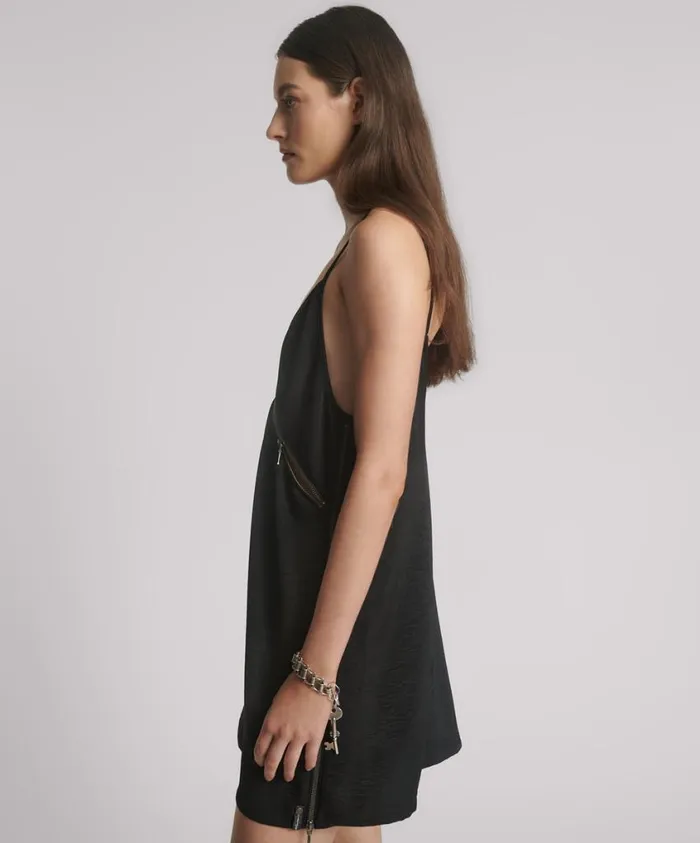 One Teaspoon Mini Dresses Women Courtney Zipped Up Satin Mini Slip Dress