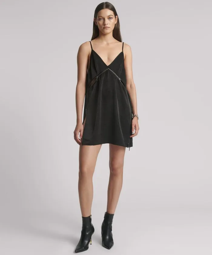 One Teaspoon Mini Dresses Women Courtney Zipped Up Satin Mini Slip Dress