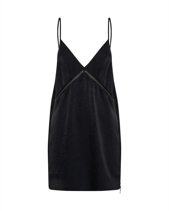 One Teaspoon Mini Dresses Women Courtney Zipped Up Satin Mini Slip Dress