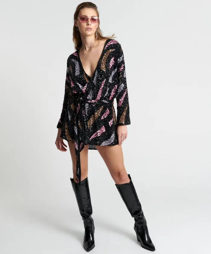 One Teaspoon Mini Dresses Women Delusion Hand Beaded Wrap Dress