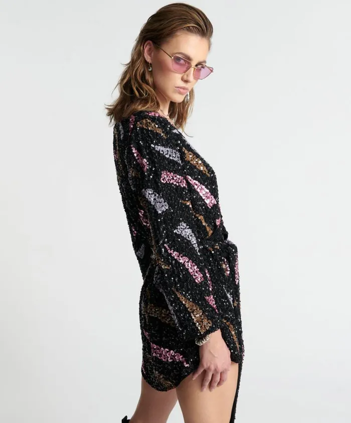 One Teaspoon Mini Dresses Women Delusion Hand Beaded Wrap Dress