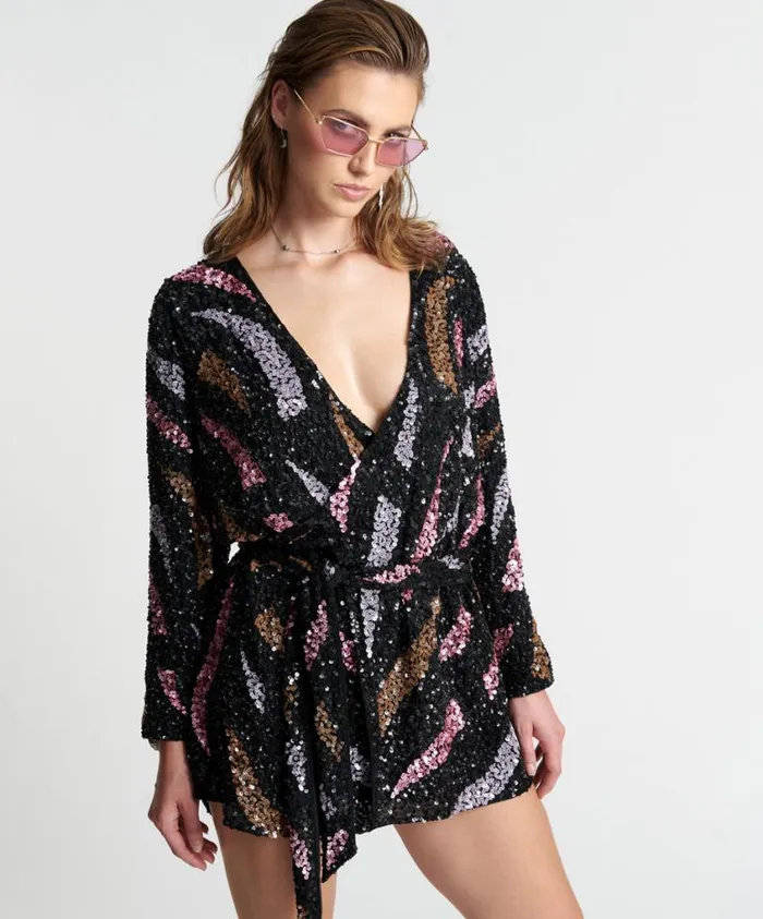 One Teaspoon Mini Dresses Women Delusion Hand Beaded Wrap Dress
