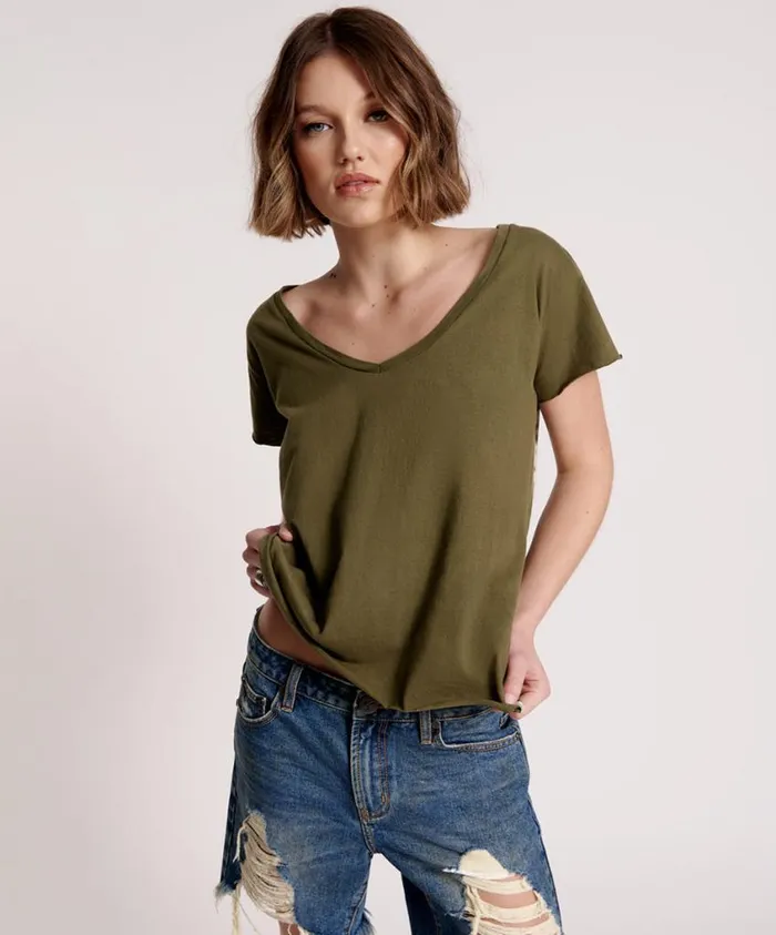 One Teaspoon Organic Tees Women Organic Peace Scoop Neck Tee