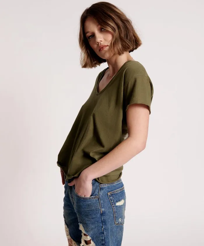One Teaspoon Organic Tees Women Organic Peace Scoop Neck Tee