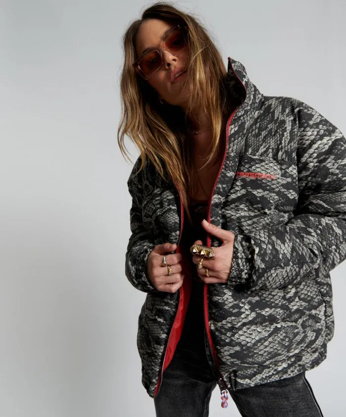 One Teaspoon Puffa Jackets Women Snaked Dirtee Love Puffa Jacket