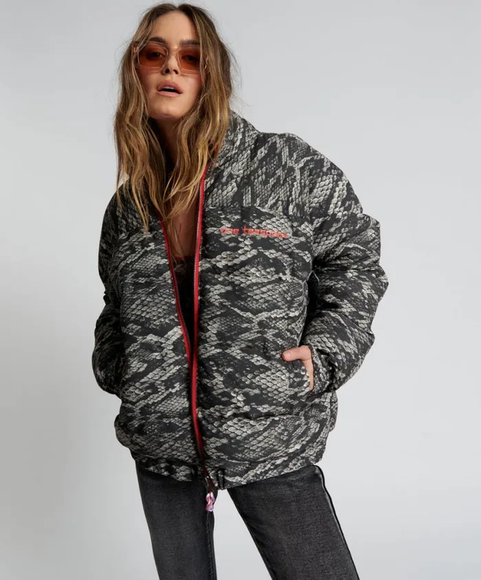 One Teaspoon Puffa Jackets Women Snaked Dirtee Love Puffa Jacket