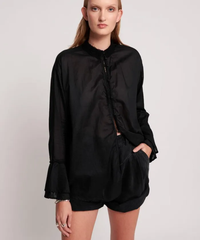 One Teaspoon Shirts Women Black Voile Fantasie Shirt