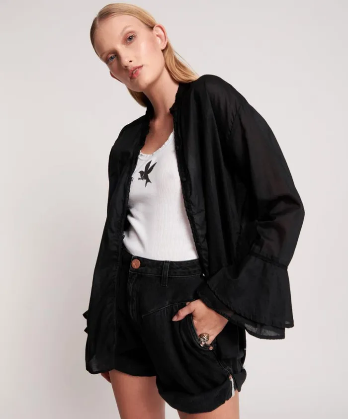 One Teaspoon Shirts Women Black Voile Fantasie Shirt