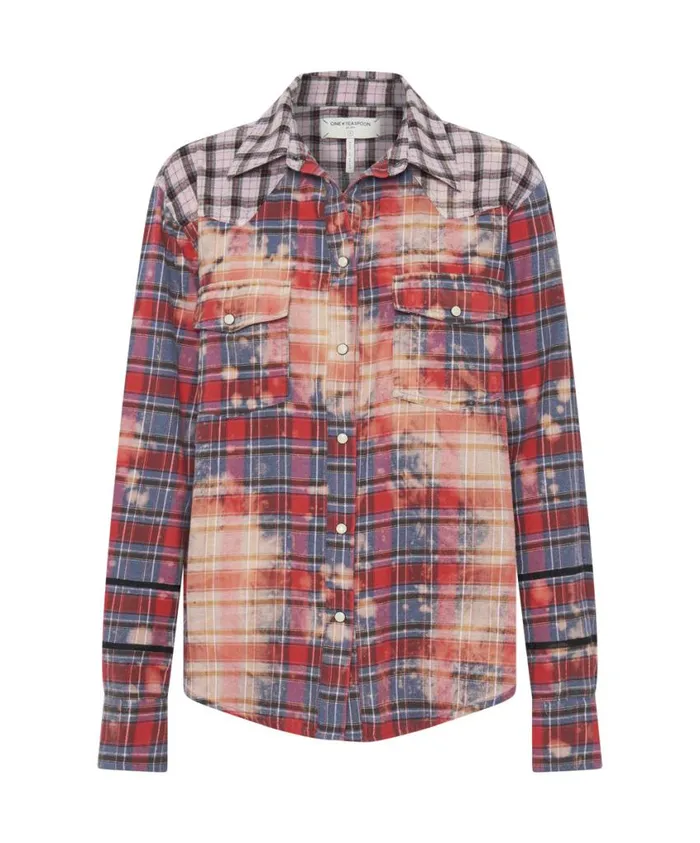One Teaspoon Shirts Women Distressed Flannel Western Shirt