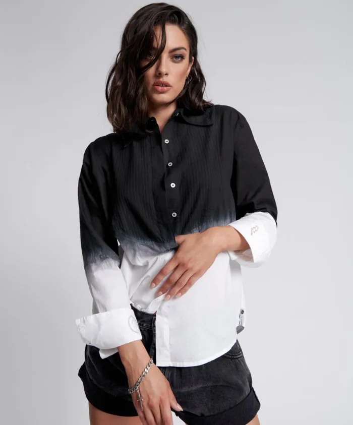 One Teaspoon Shirts Women Fade Out Tuxedo Shirt