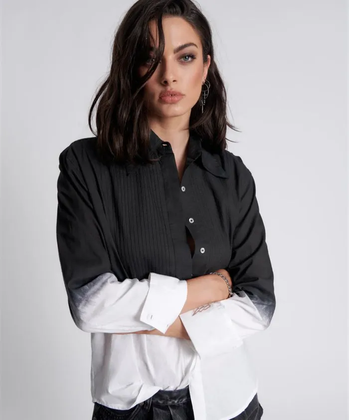 One Teaspoon Shirts Women Fade Out Tuxedo Shirt