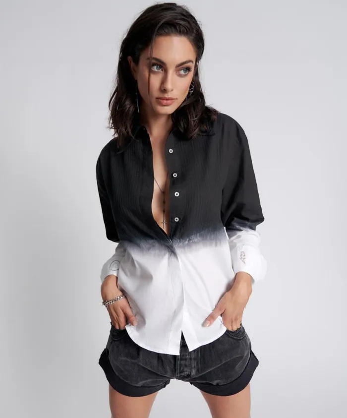 One Teaspoon Shirts Women Fade Out Tuxedo Shirt
