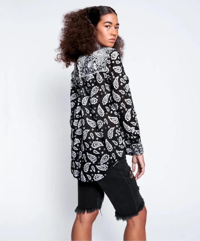 One Teaspoon Shirts Women Hand Batik Paisley Western Shirt