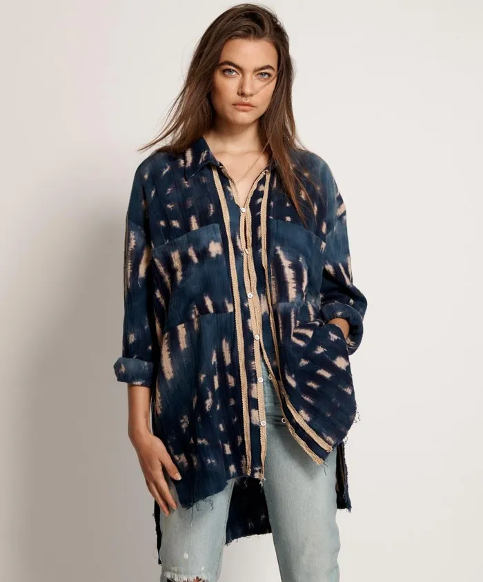 One Teaspoon Shirts Women Hand Tie Dye Santorini Shirt