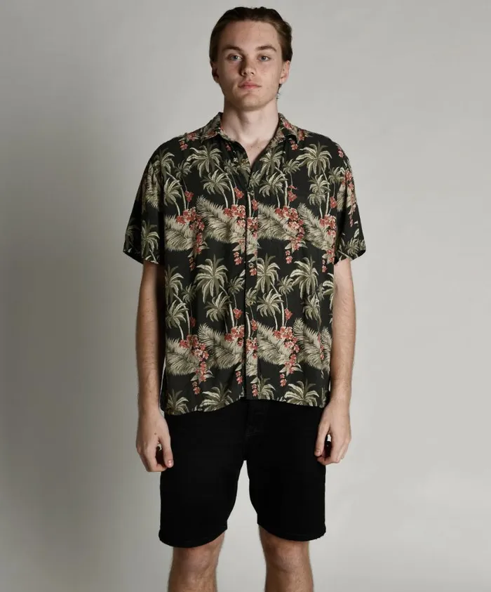 One Teaspoon Shirts Women Khaki Palm Hawaiian Shirt