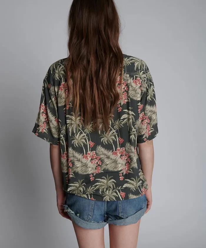 One Teaspoon Shirts Women Khaki Palm Hawaiian Shirt