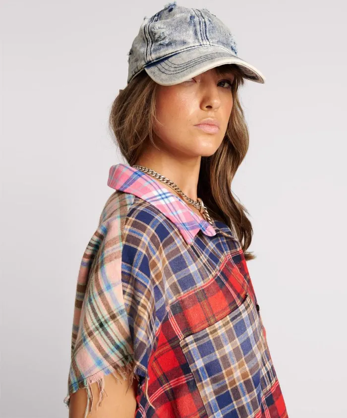 One Teaspoon Shirts Women Mixed Flannel Cut Off Daria Shirt