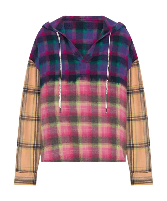 One Teaspoon Shirts Women Mixed Flannel Hooded Shirt