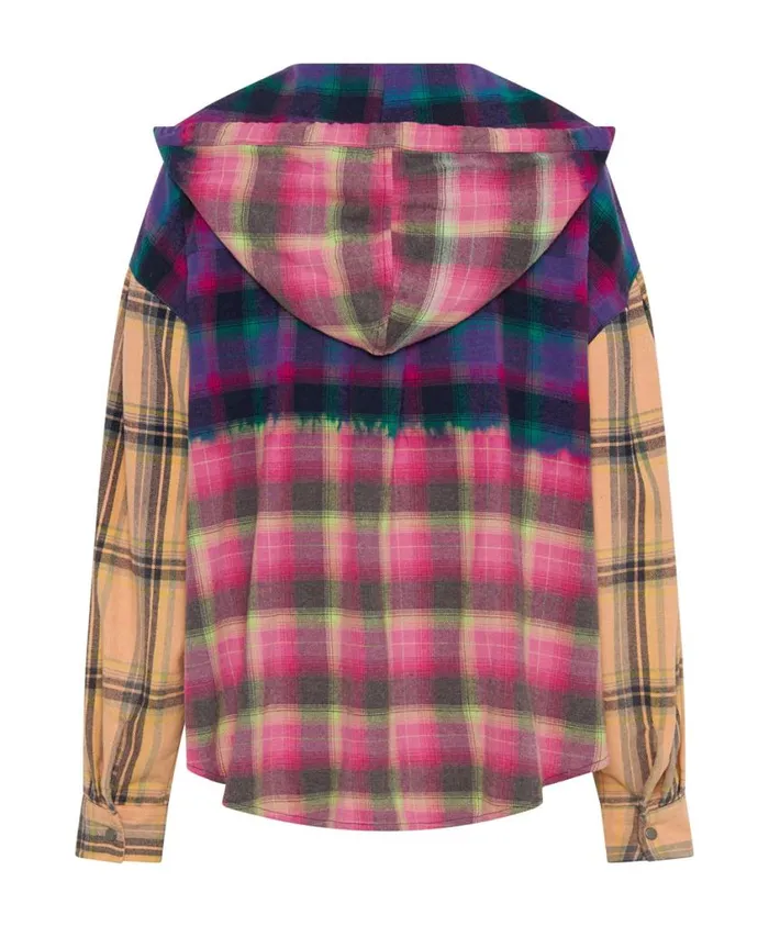 One Teaspoon Shirts Women Mixed Flannel Hooded Shirt