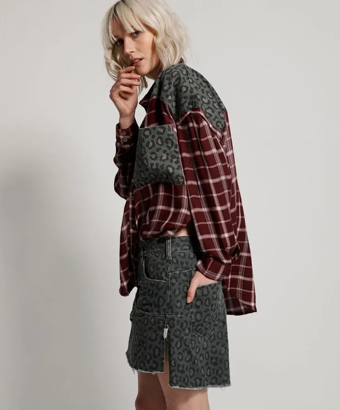One Teaspoon Shirts Women Oxblood Check Motley Shirt OneTeaspoon