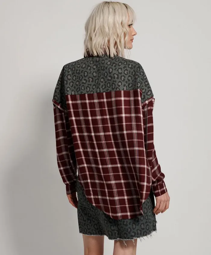 One Teaspoon Shirts Women Oxblood Check Motley Shirt OneTeaspoon