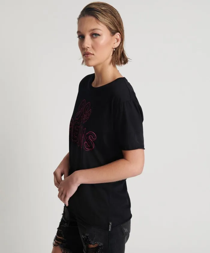 One Teaspoon Tees and Tanks Women 99 CENT DREAMS ORGANIC EMBROIDERED TEE