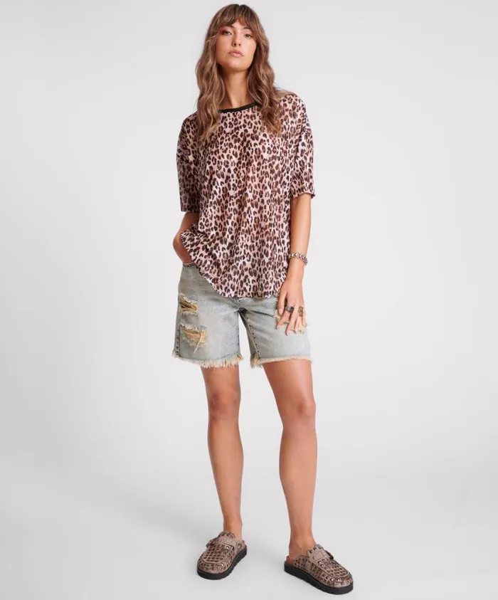 One Teaspoon Tees and Tanks Women Animal Mesh Tee